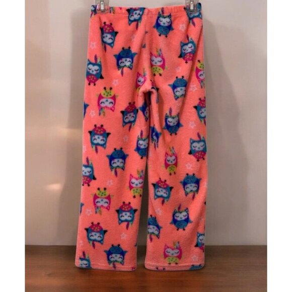 Girls Owl Fleece Pajamas Pants Size L/G 10-12 Waistband Flame Resistant Orange - Picture 1 of 8